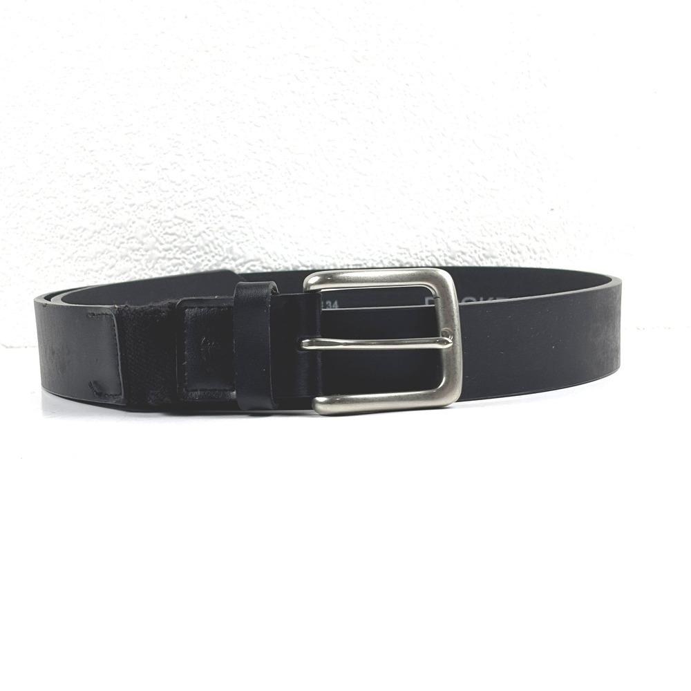 Dockers Leather Belt Mens 34 Black Silver Buckle Classic Casual Preppy Gorpcore